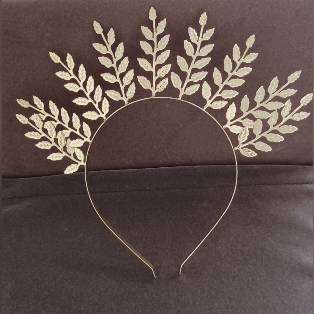 New Golden Floral Leafy Crown Headband Festival Greek Goddess Costume Larp